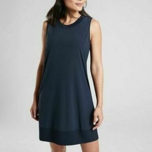 Athleta Zephyr Tank Dress Small POCKETS Navy Blue Featherweight Stretch